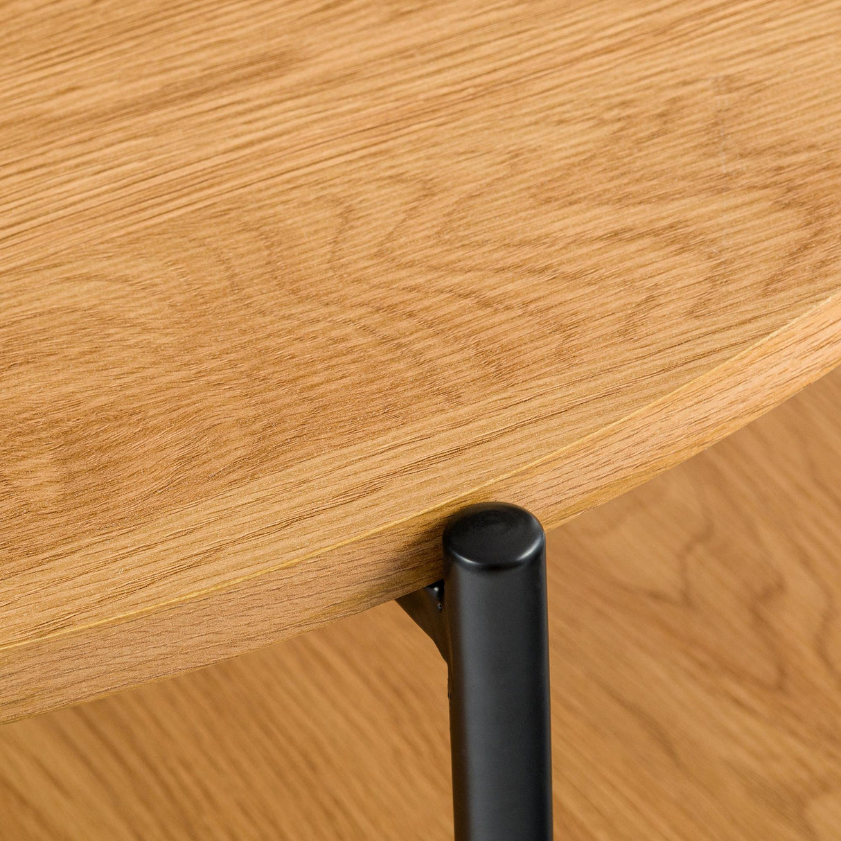 Salontafel Edduma Rond groot – 2-delige Set – Hout & Zwart Metaal – Modern - 80cm Salontafels Knuska