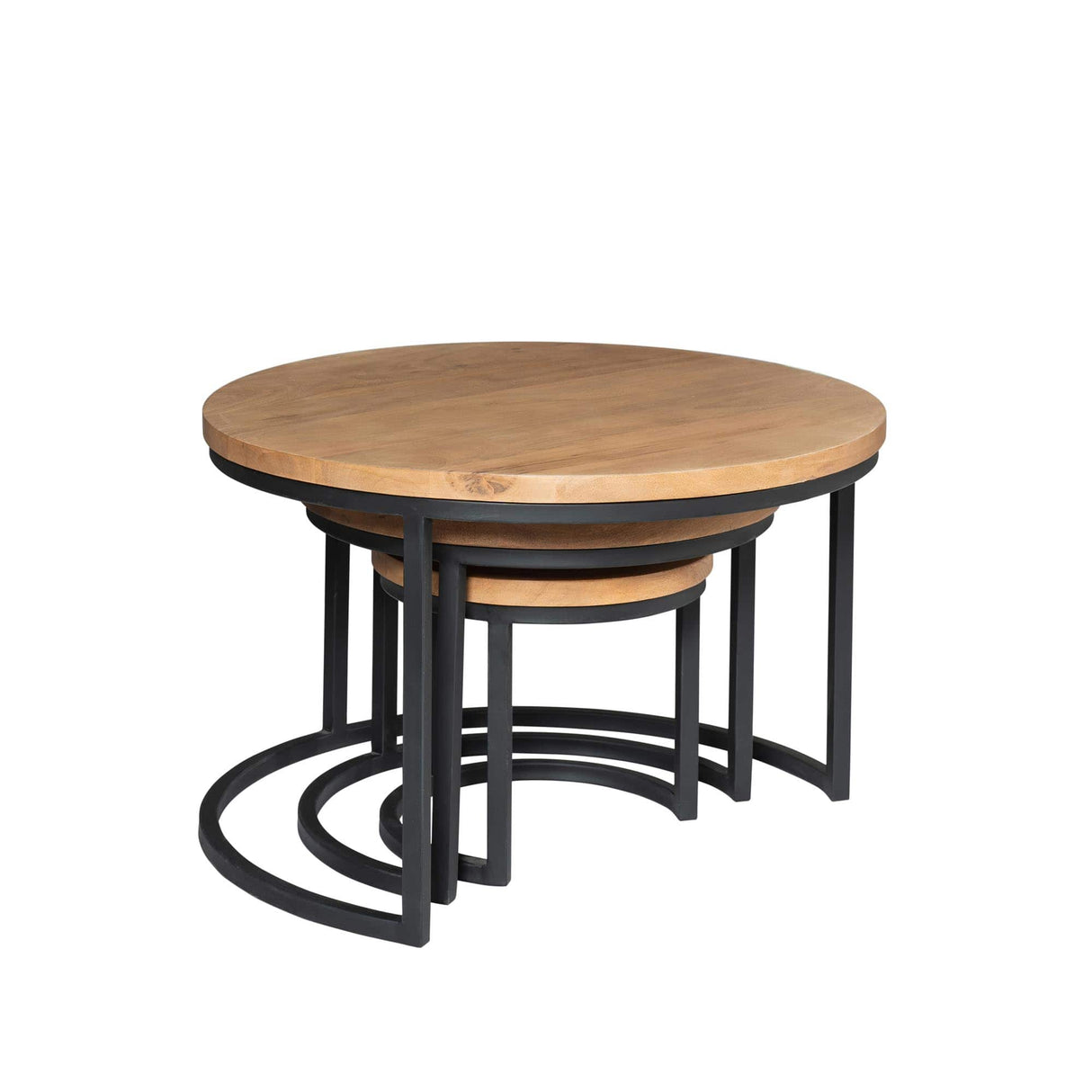 Salontafel-set - Rond - Naturel - Mangohout - 70 cm Coffee Tables Starfurn