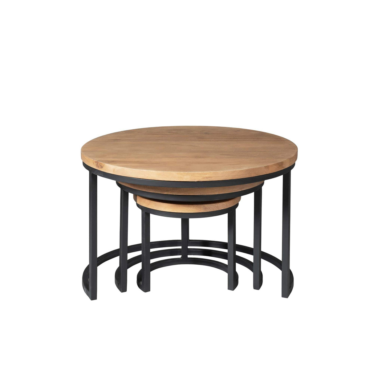 Salontafel-set - Rond - Naturel - Mangohout - 70 cm Coffee Tables Starfurn