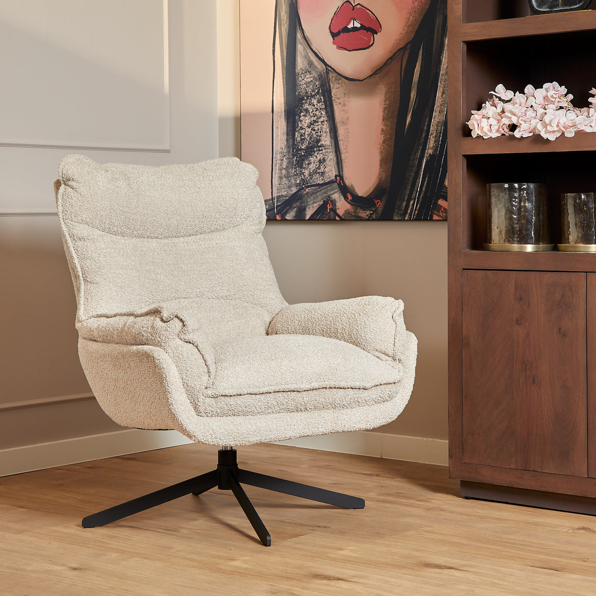 Fauteuil - Draaibaar - Off-white - Polyester