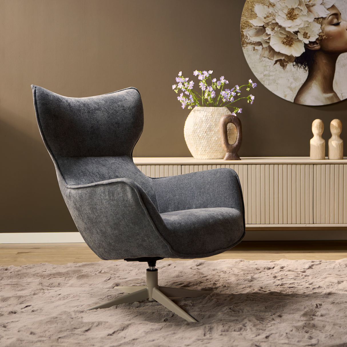 Fauteuil - Draaibaar - Antraciet - Stof