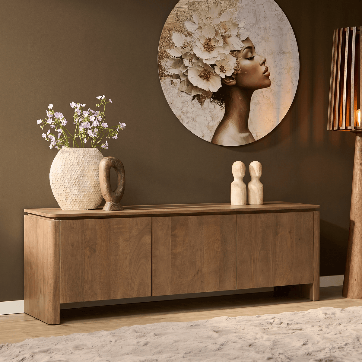 Tv meubel Dallas Naturel Mangohout 165 cm Starfurn