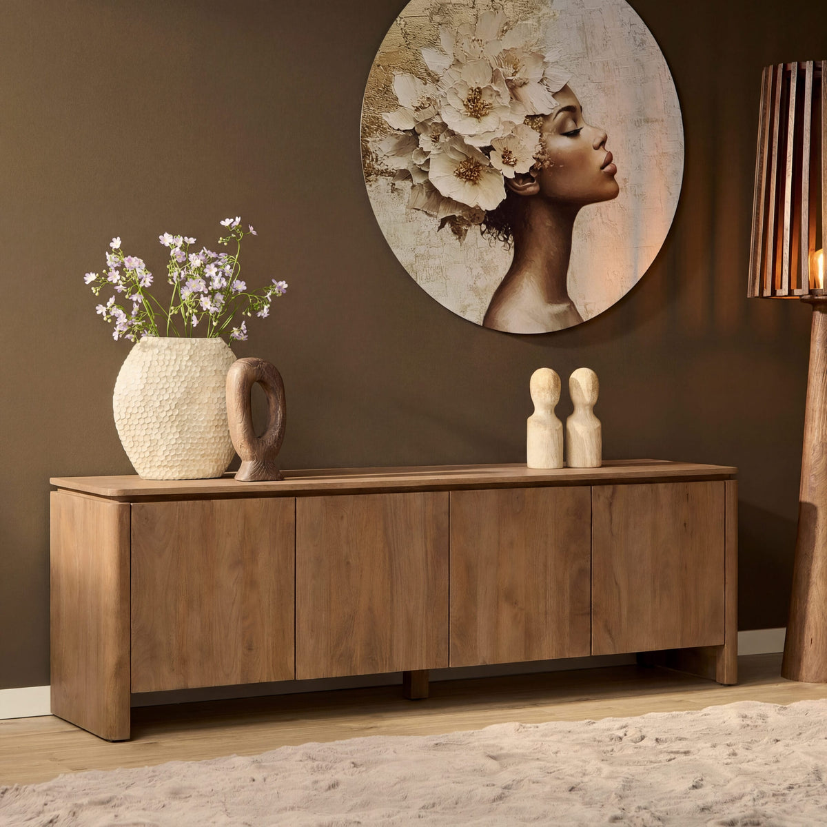 Tv meubel Dallas Naturel Mangohout 210 cm Starfurn