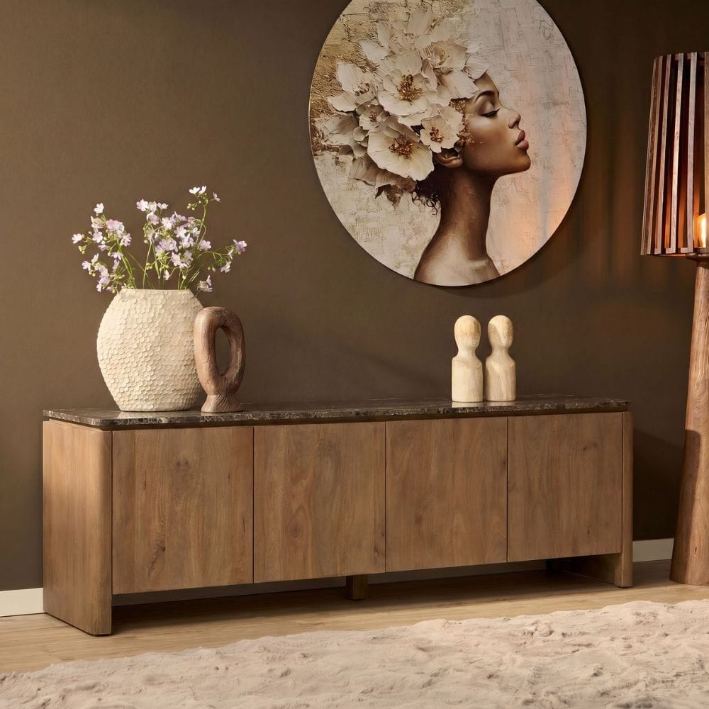 Tv meubel Dallas Naturel Mangohout 210 cm Starfurn