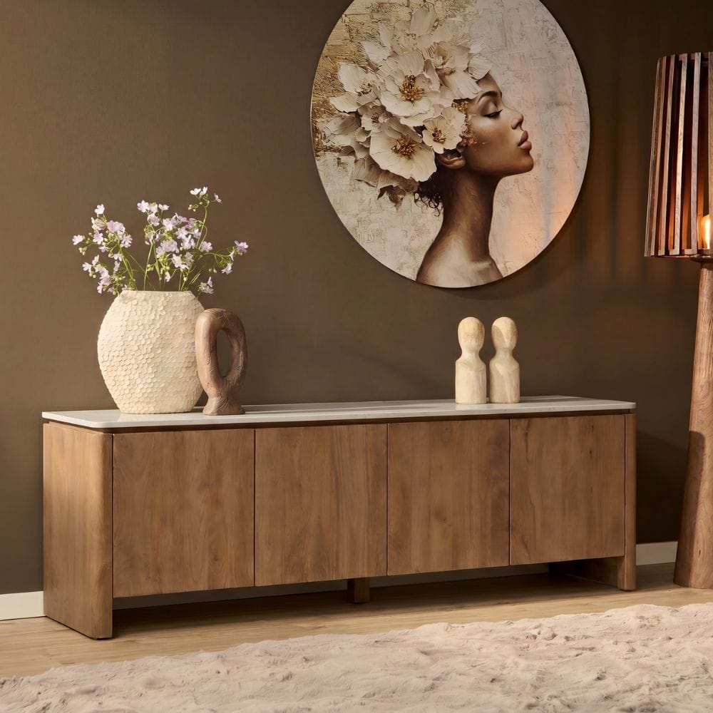 Tv meubel Dallas Naturel Mangohout 210 cm Starfurn