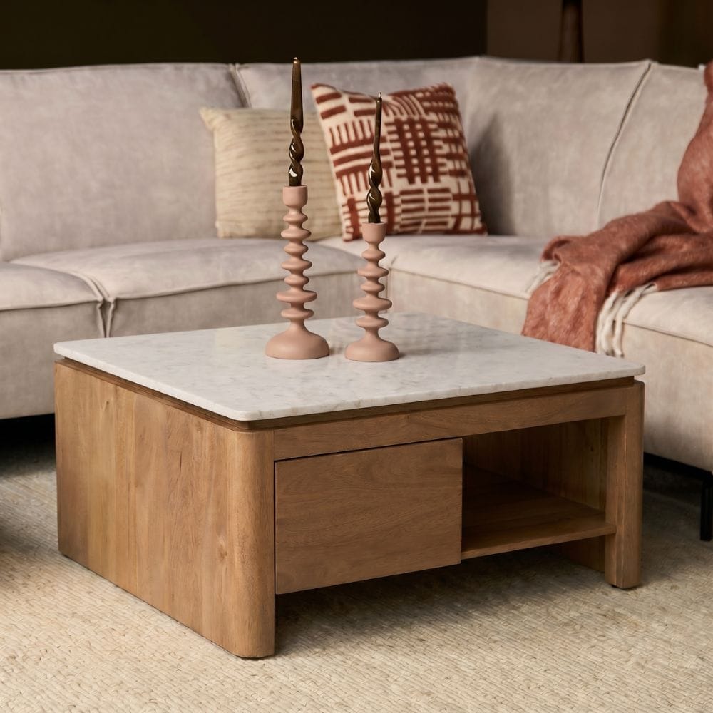 Vierkante Salontafel Dallas Naturel Mangohout 80 cm Starfurn