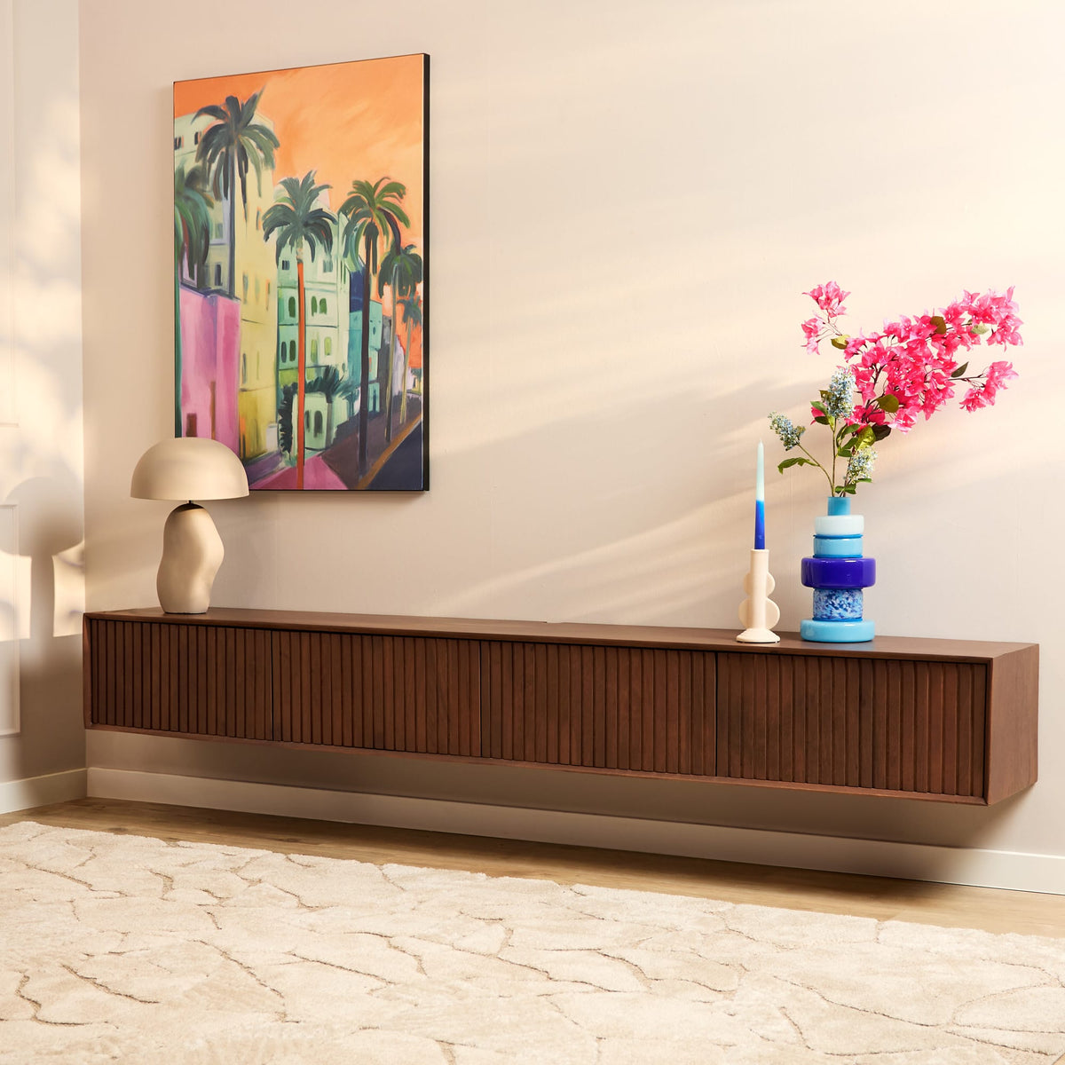 Zwevend tv meubel Madison Walnoot 240 cm Starfurn