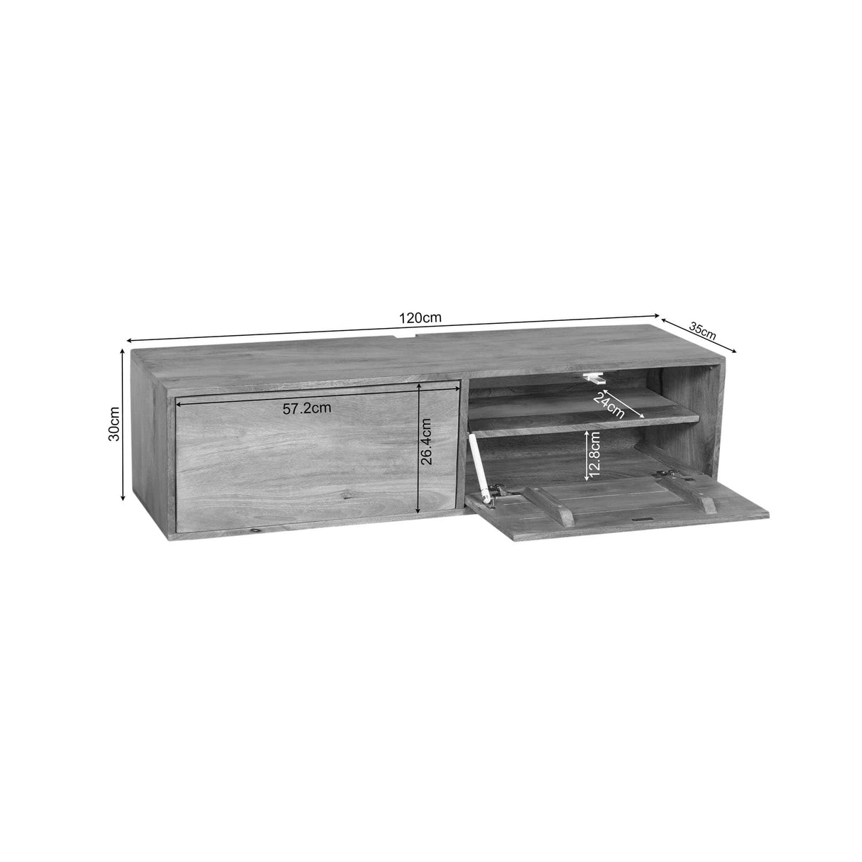 Zwevend TV-meubel - Naturel Mangohout - 120 cm - 2 Deuren - Push-to-Open Entertainment Centers & TV Stands Starfurn