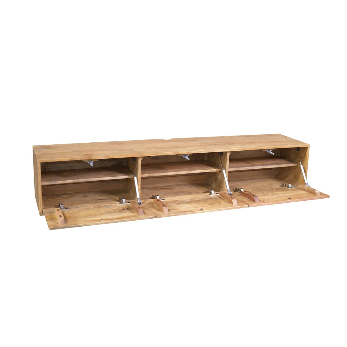 Zwevend TV-meubel - Naturel Mangohout - 160 cm - 3 Deuren - Push-to-Open Entertainment Centers & TV Stands Starfurn