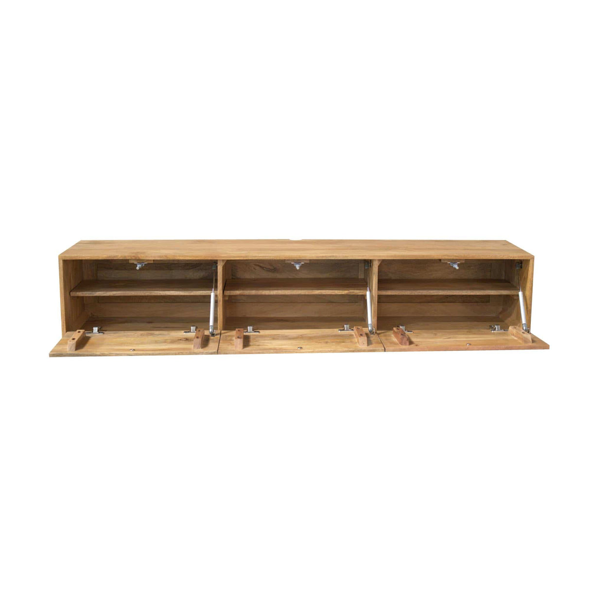 Zwevend TV-meubel - Naturel Mangohout - 160 cm - 3 Deuren - Push-to-Open Entertainment Centers & TV Stands Starfurn