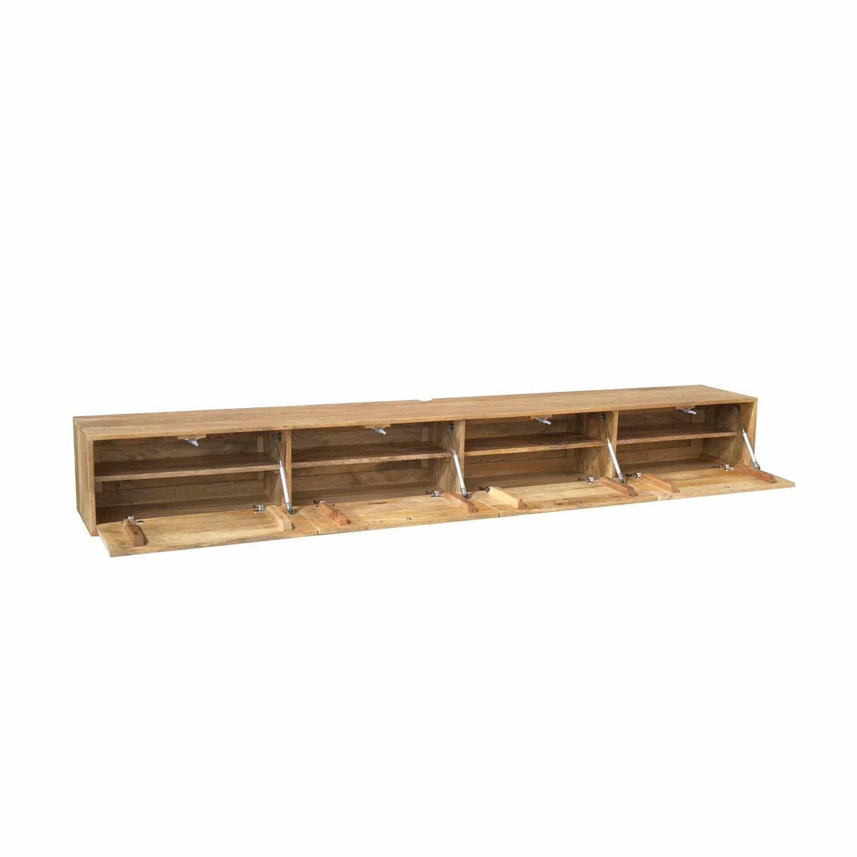 Zwevend TV-meubel - Naturel Mangohout - 240 cm - 4 Deuren - Push-to-Open Entertainment Centers & TV Stands Starfurn