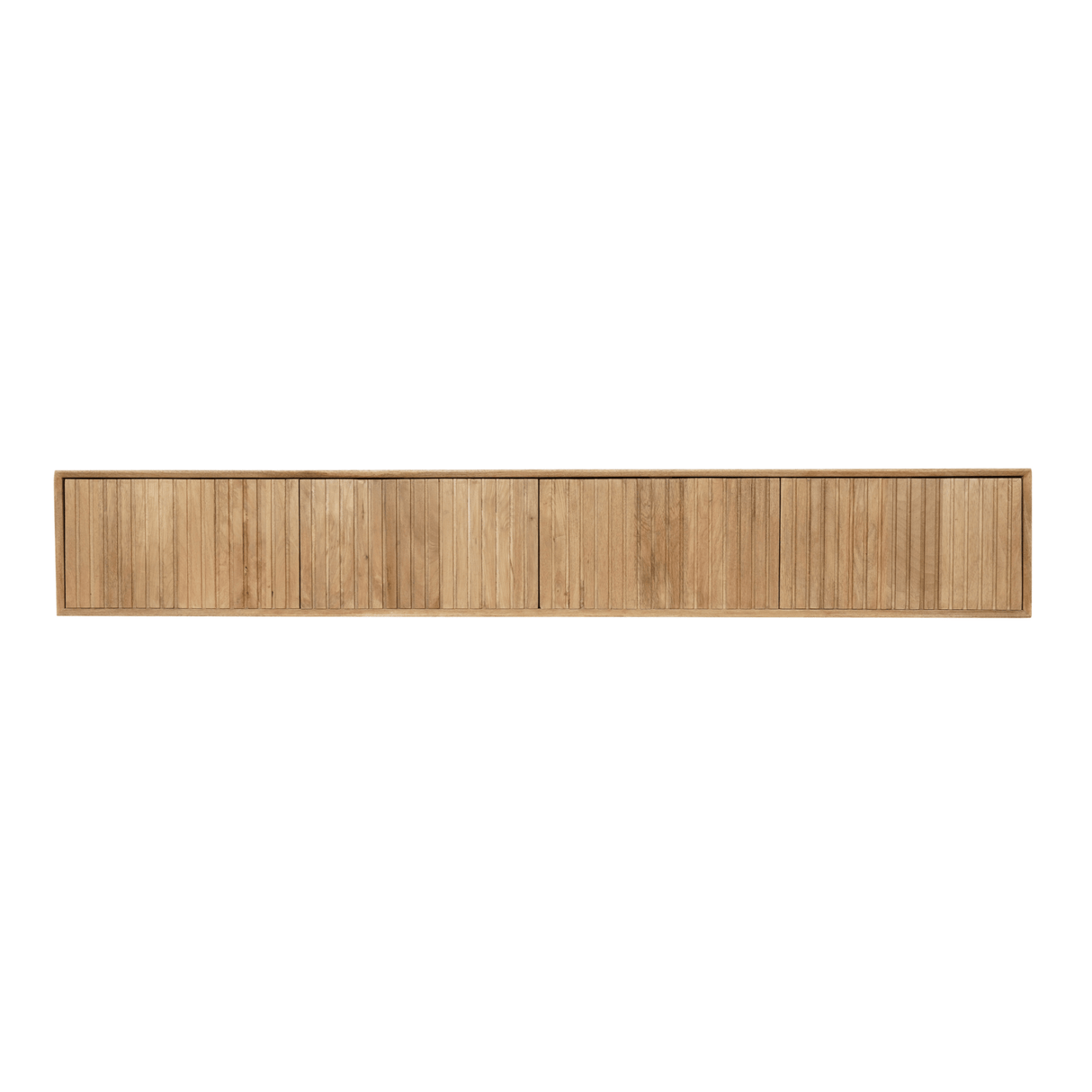 Zwevend TV-meubel Zand Mangohout - 120 cm - Verticaal Lattenpatroon en Push-to-Open Entertainment Centers & TV Stands Starfurn