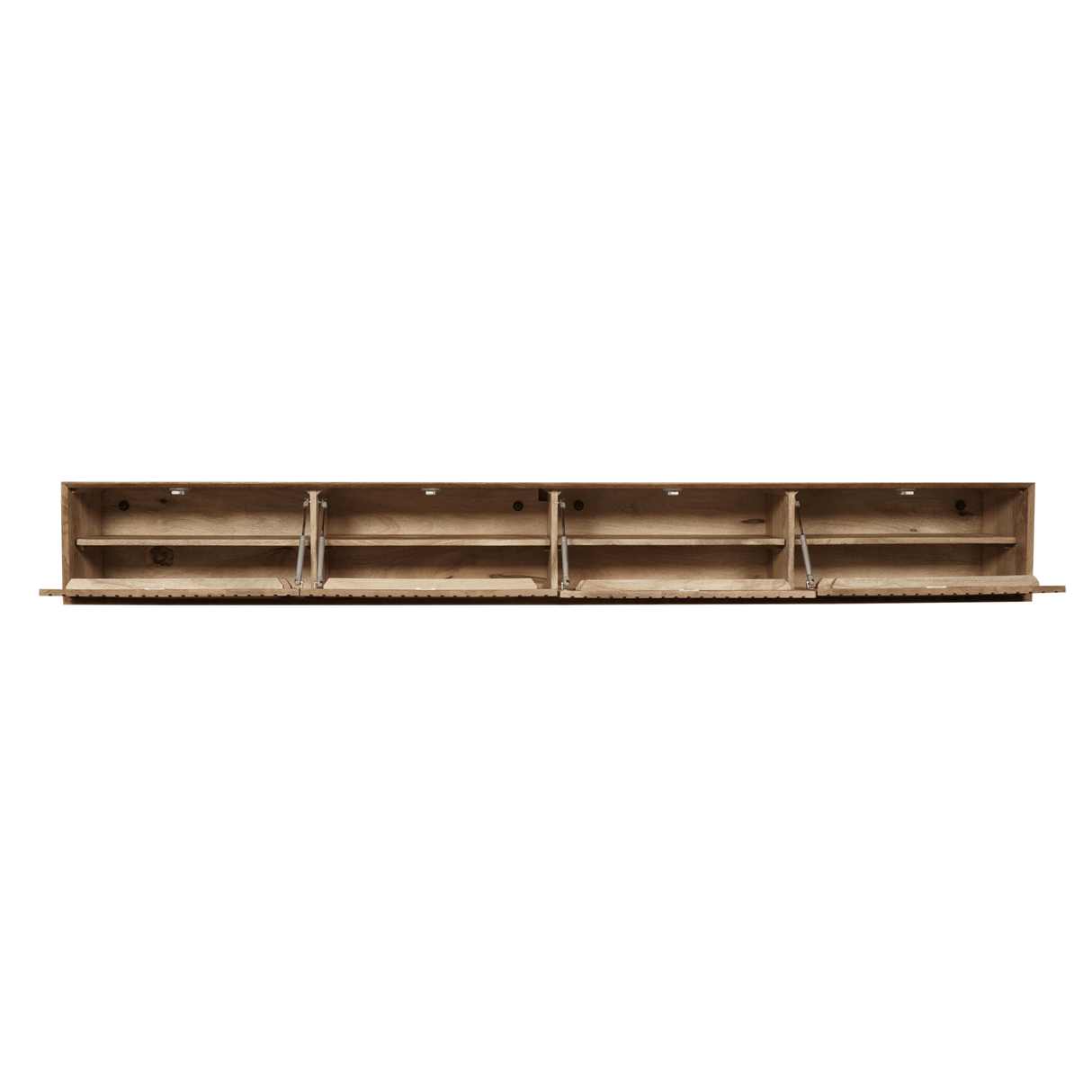 Zwevend TV-meubel Zand Mangohout - 120 cm - Verticaal Lattenpatroon en Push-to-Open Entertainment Centers & TV Stands Starfurn