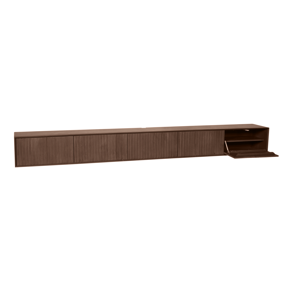 Zwevend TV-meubel Zand Mangohout - 120 cm - Verticaal Lattenpatroon en Push-to-Open Entertainment Centers & TV Stands Starfurn