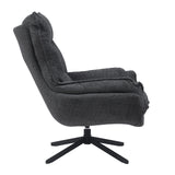Fauteuil - Donkergrijs - Polyester - Metaal - Draaibaar