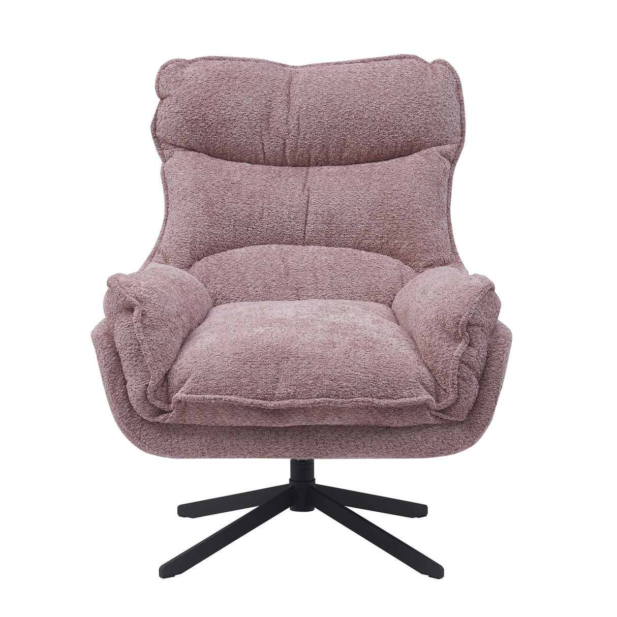 Fauteuil - Roze - Stof - Metaal - Draaibaar - Teddy