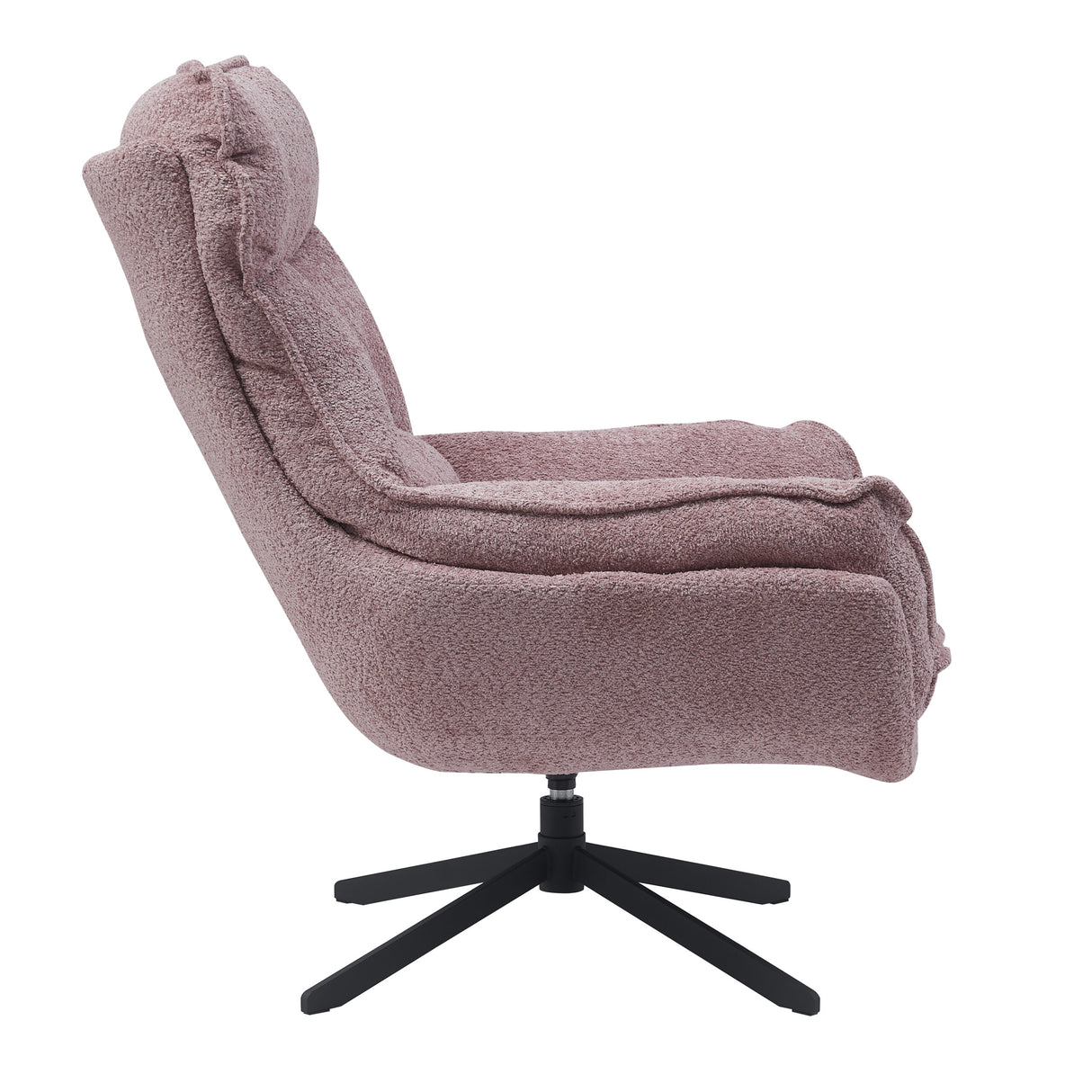 Fauteuil - Roze - Stof - Metaal - Draaibaar - Teddy