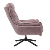 Fauteuil - Roze - Stof - Metaal - Draaibaar - Teddy