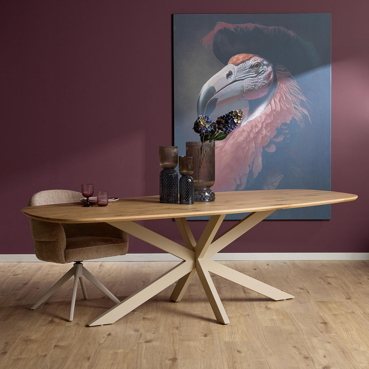 Eiken Eettafel Ferris Deens Ovaal 240 cm