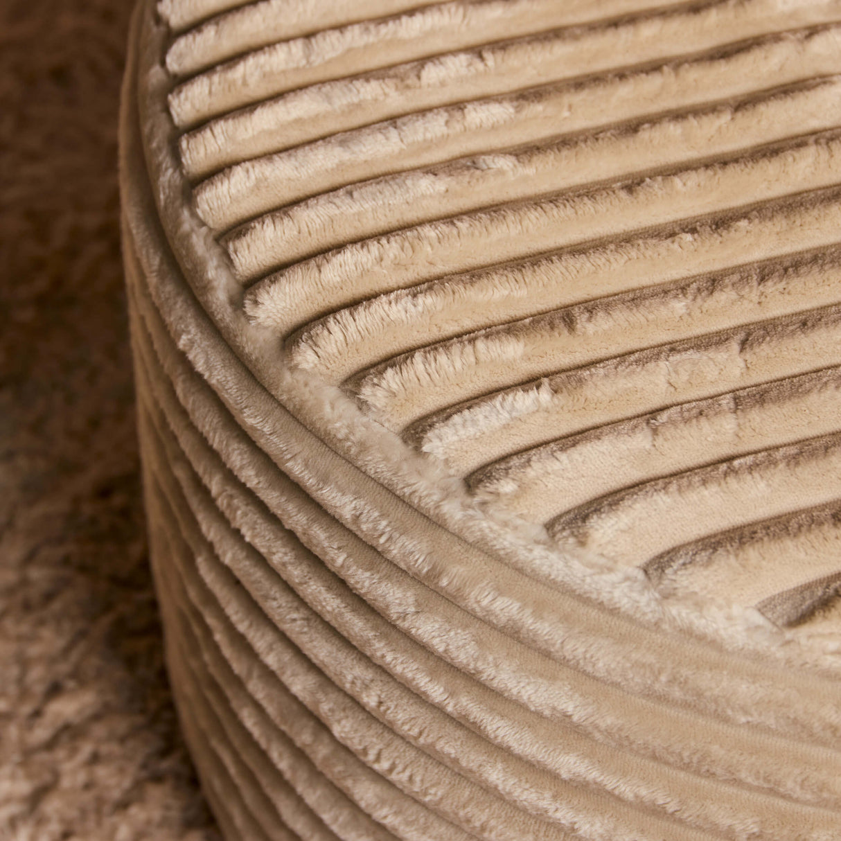 Hocker - Rond - Beige - Stof - 60 cm