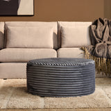 Hocker - Rond - Antraciet - Stof - 80 cm