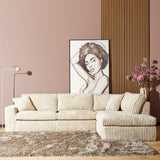 Hoekbank - Beige - 2,5-zits - Divan Rechts - Ribstof