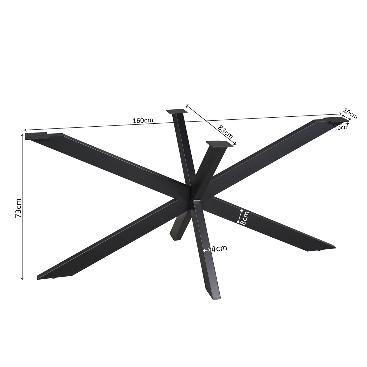 Matrixpoot Zwart Ovaal/Rechthoek 160 cm Koker 4x8 cm
