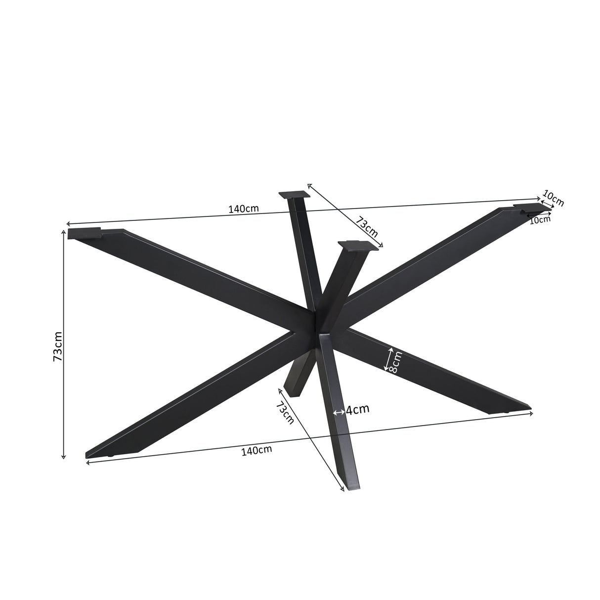 Matrixpoot Zwart Ovaal/Rechthoek 140 cm Koker 4x8 cm