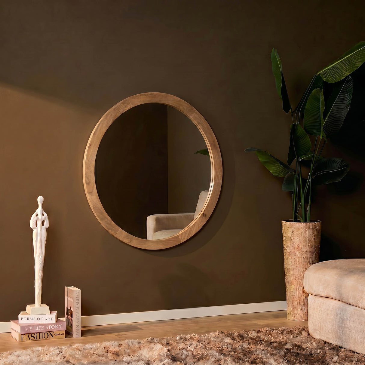 Ronde spiegel Dide Naturel Mangohout 40 cm