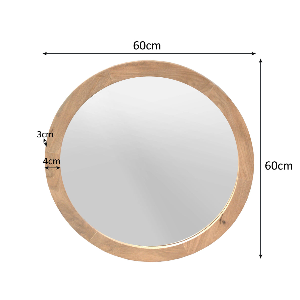Ronde spiegel Dide Naturel Mangohout 60 cm