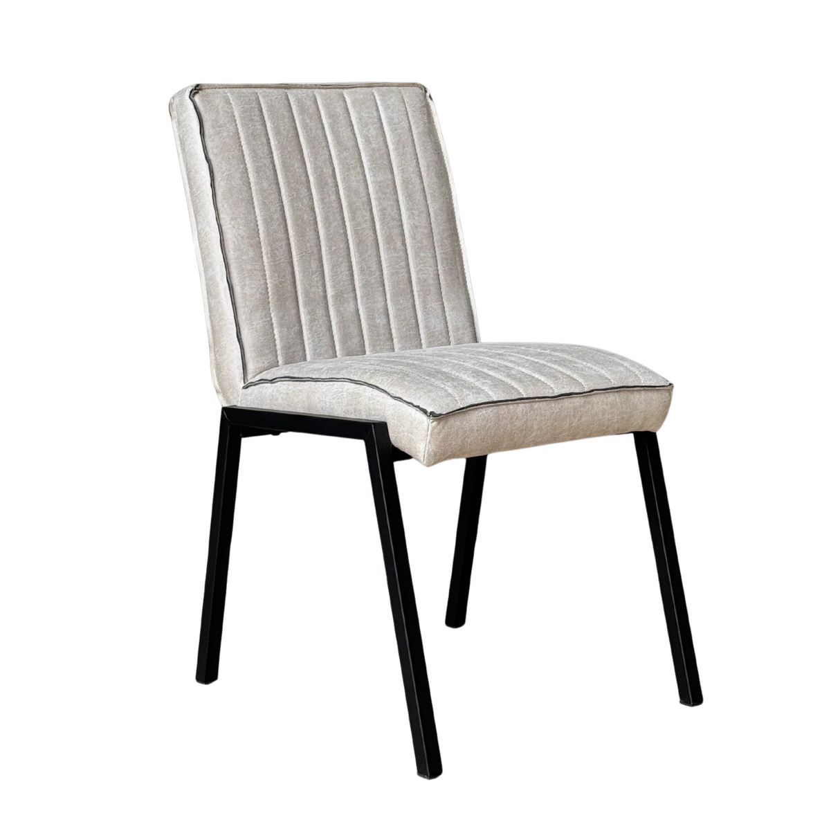 Eetkamerstoel - Beige - Leer - Industrieel