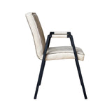 Eetkamerstoel - Beige - Met armleuning - Leer - Industrieel