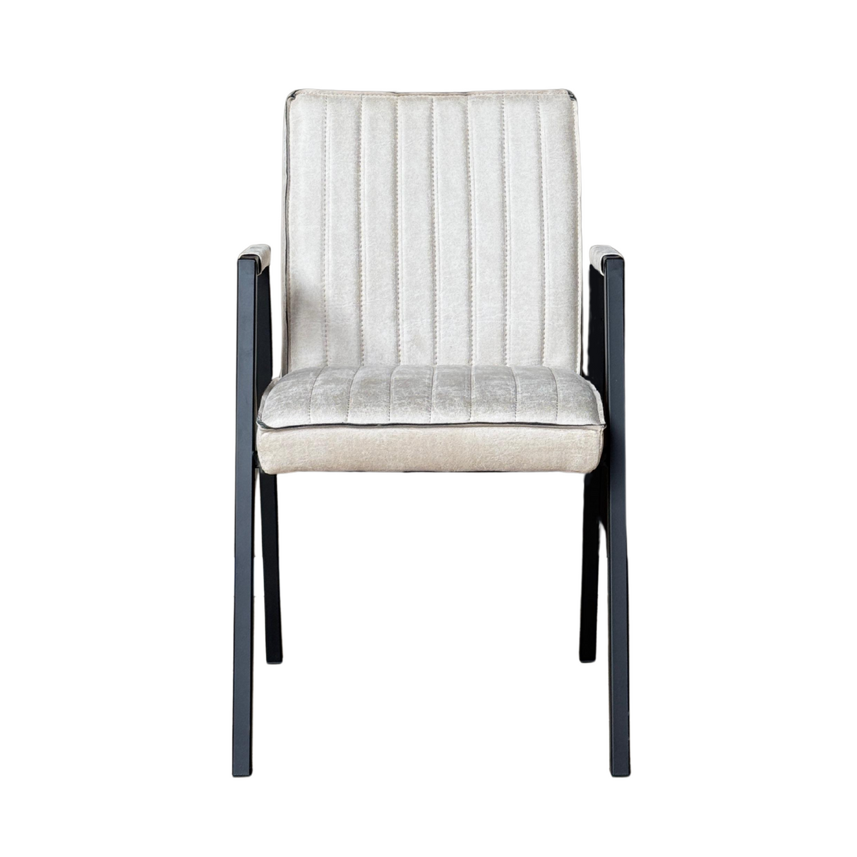 Eetkamerstoel - Beige - Met armleuning - Leer - Industrieel