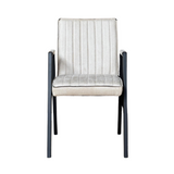 Eetkamerstoel - Beige - Met armleuning - Leer - Industrieel