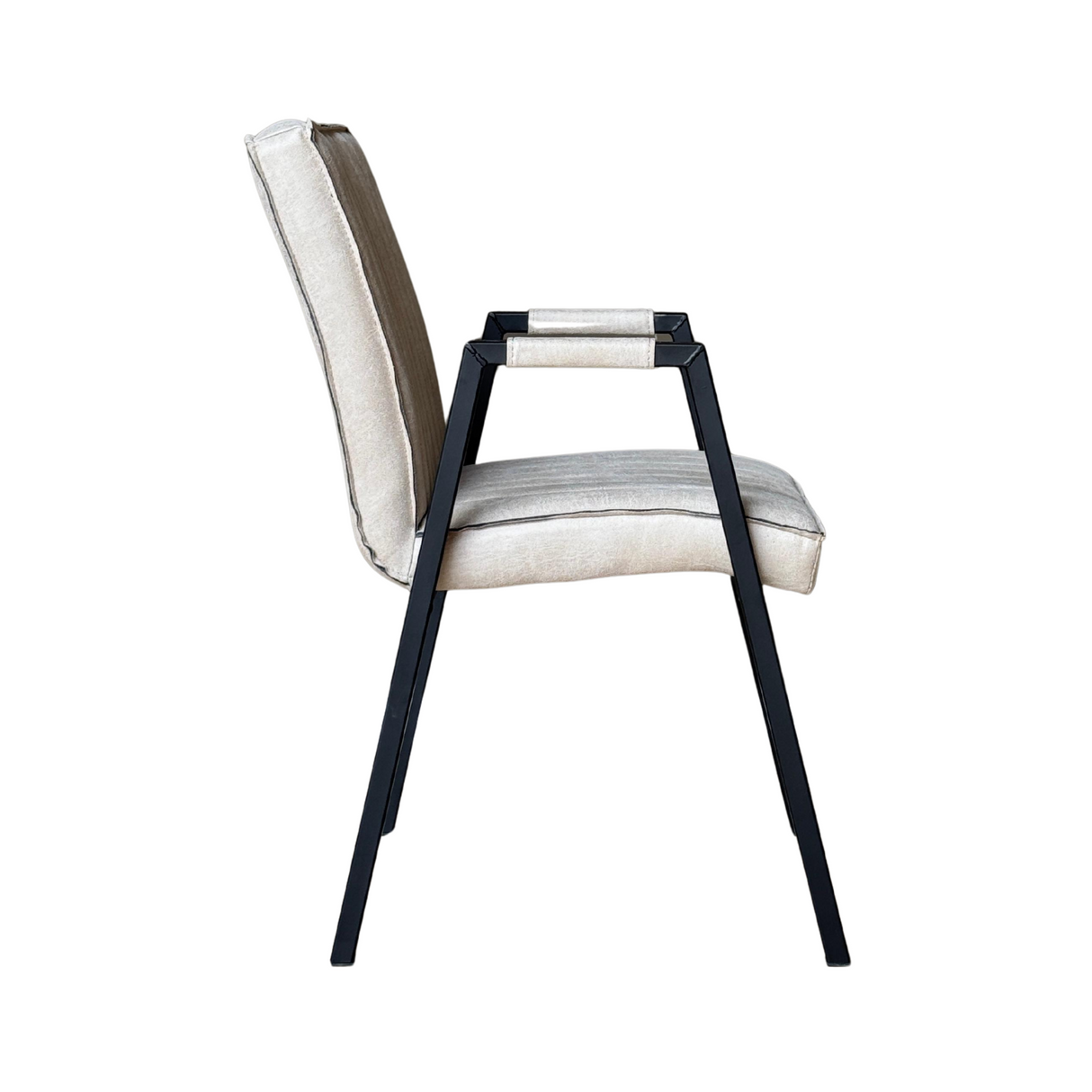 Eetkamerstoel - Beige - Met armleuning - Leer - Industrieel