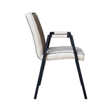 Eetkamerstoel - Beige - Met armleuning - Leer - Industrieel