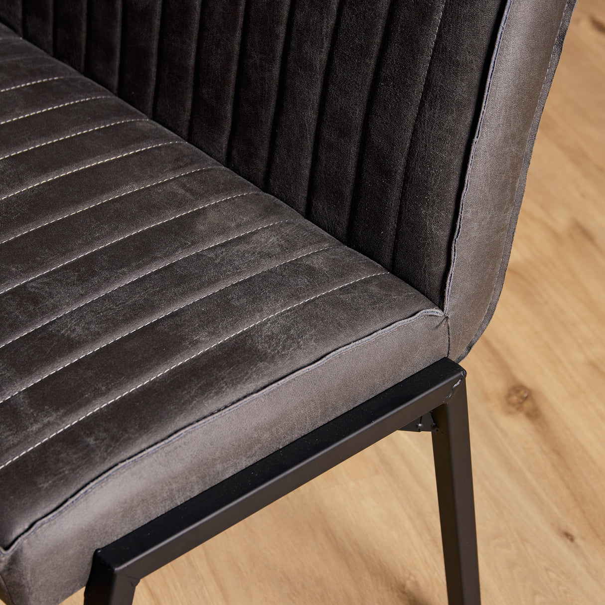 Eetkamerbank - Antraciet - Eco-leer - 155 cm - Industrieel