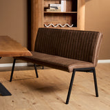 Eetkamerbank - Bruin - Eco-leer - 155 cm - Industrieel