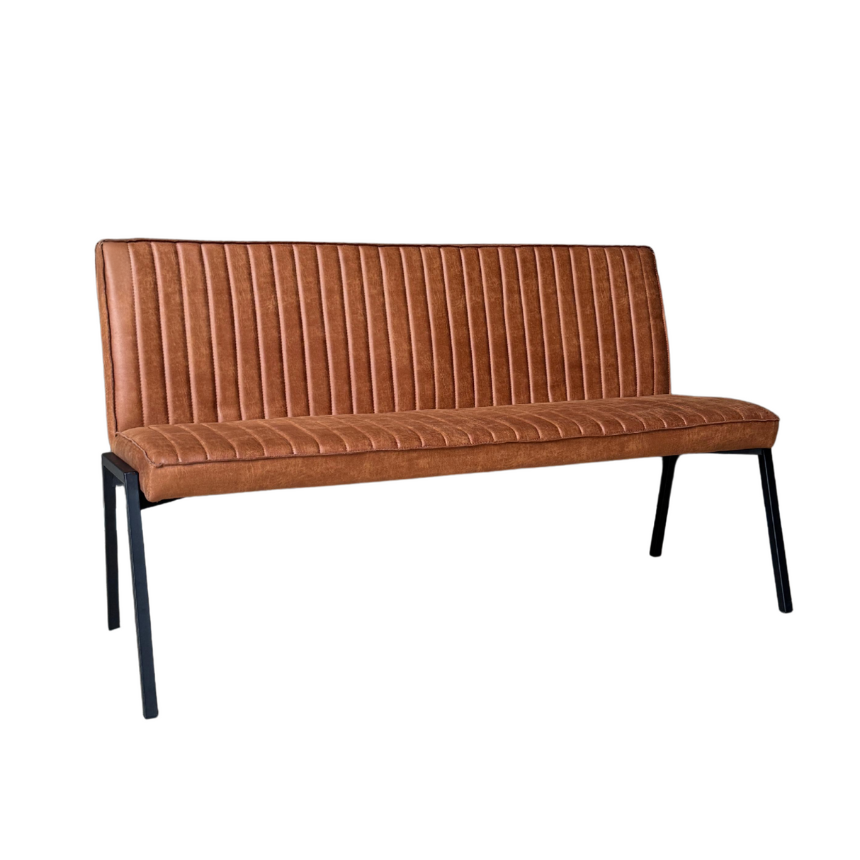 Eetkamerbank - Cognac - Eco-leer - 155 cm - Industrieel