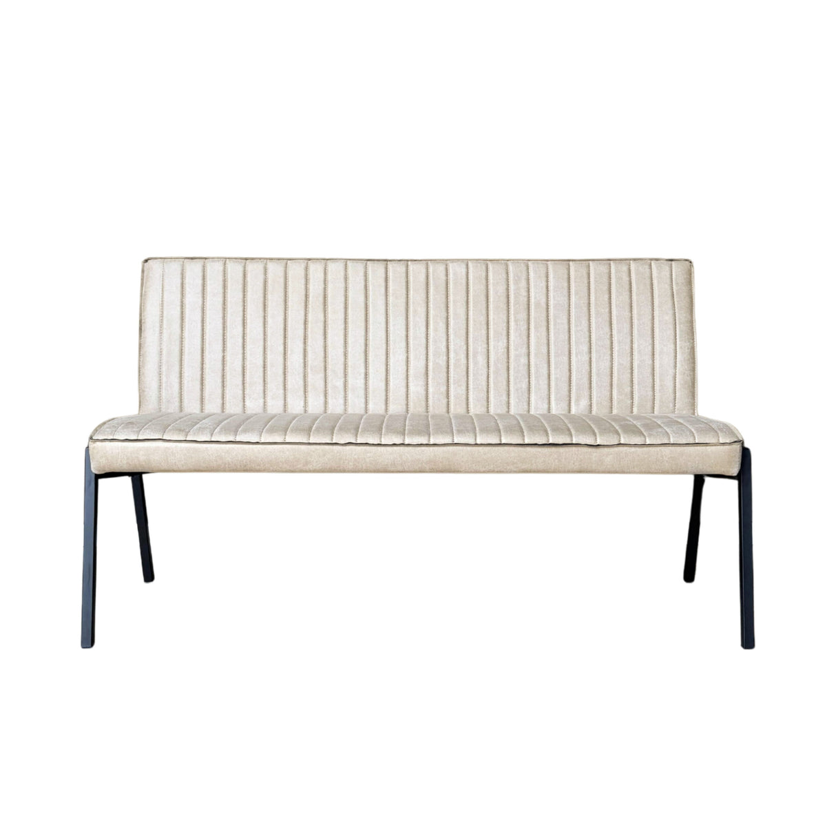Eetkamerbank - Beige - Leer - 155 cm - Industrieel