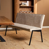 Eetkamerbank - Beige - Leer - 155 cm - Industrieel