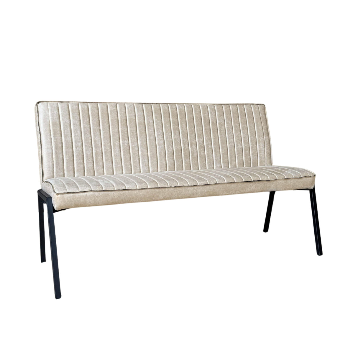 Eetkamerbank - Beige - Leer - 155 cm - Industrieel