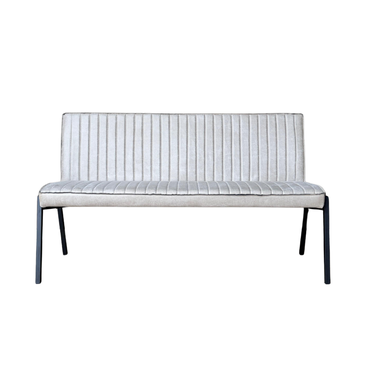 Eetkamerbank - Beige - Leer - 155 cm - Industrieel