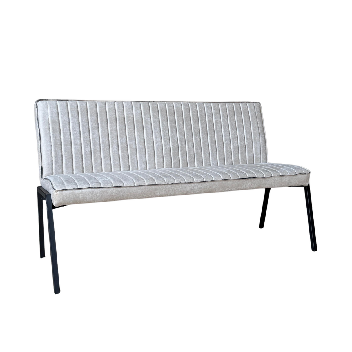Eetkamerbank - Beige - Leer - 155 cm - Industrieel