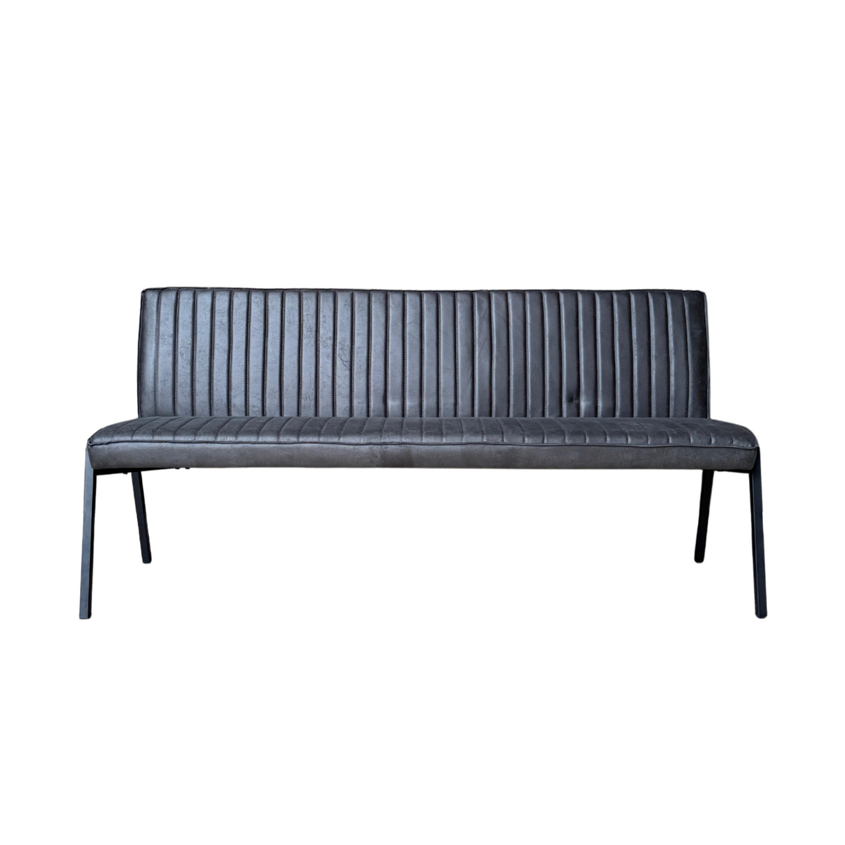 Eetkamerbank - Antraciet - Eco-leer - 185 cm - Industrieel