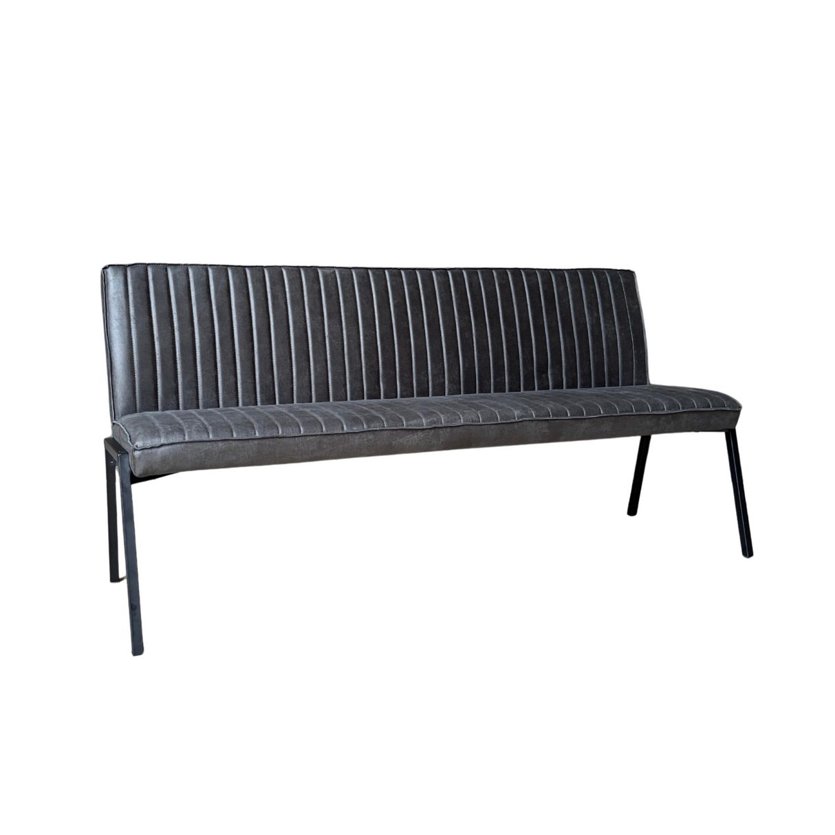 Eetkamerbank - Antraciet - Eco-leer - 185 cm - Industrieel