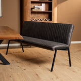 Eetkamerbank - Antraciet - Eco-leer - 185 cm - Industrieel