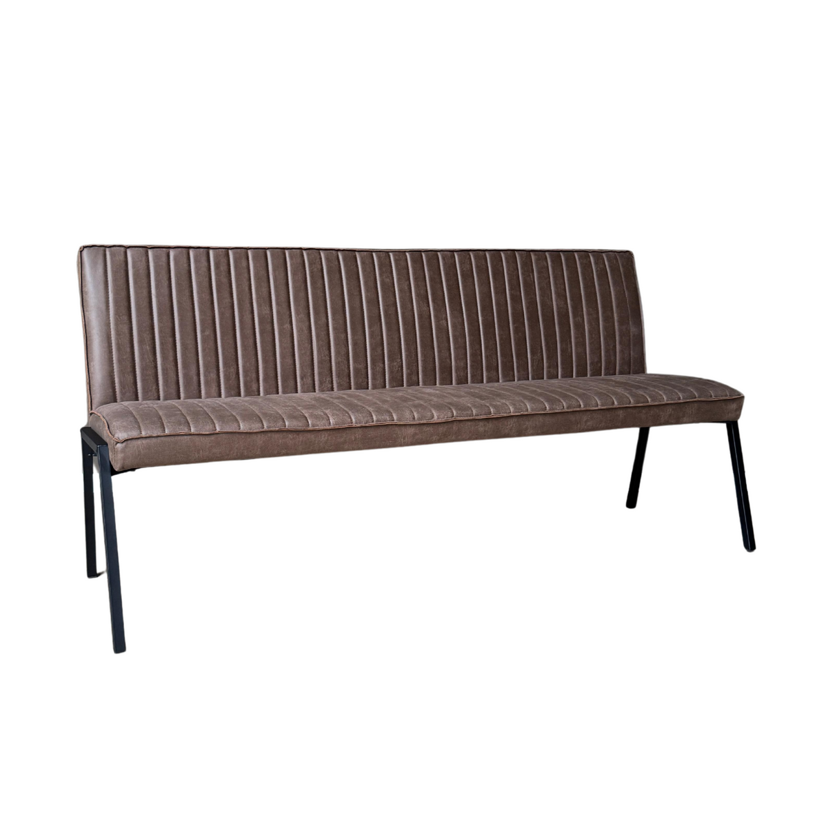 Eetkamerbank - Bruin - Eco-leer - 185 cm - Industrieel