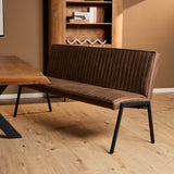 Eetkamerbank - Bruin - Eco-leer - 185 cm - Industrieel