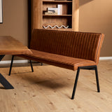 Eetkamerbank - Cognac - Eco-leer - 185 cm - Industrieel